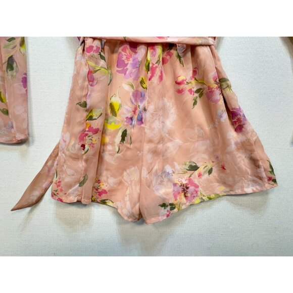 Guess Womens Floral Wrap Darla Belted Romper Size M Multicolor Bell Sleeves Chic - Picture 15 of 15